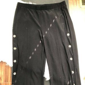 Soft Surroundings Black Pants/ Side Gold Buttons